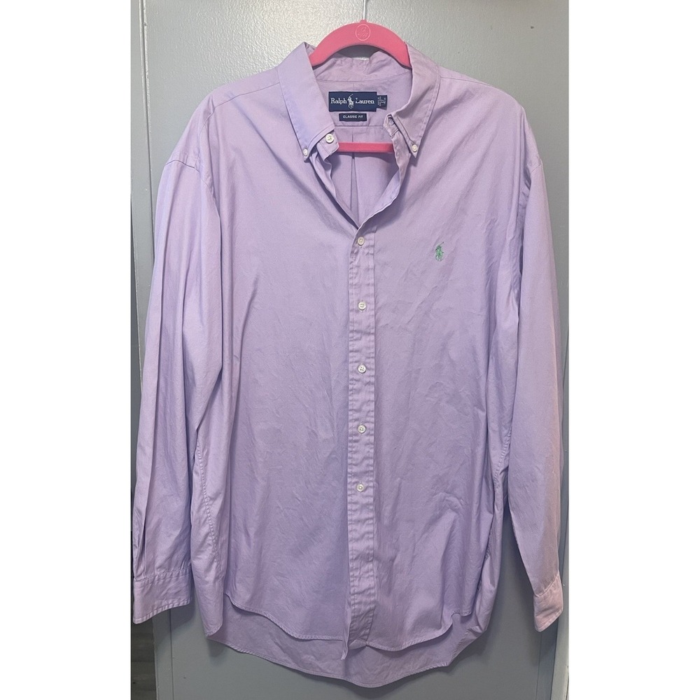 Polo Ralph Lauren Lavender Classic Fit Long Sleeve Dress Shirt Extra Large Men's